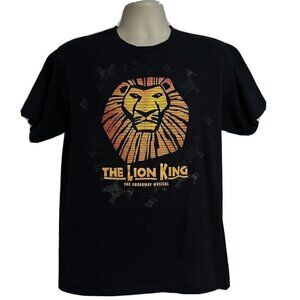 Disney The Lion King Broadway Musical Black Graphic T-Shirt Large Cotton Stretch